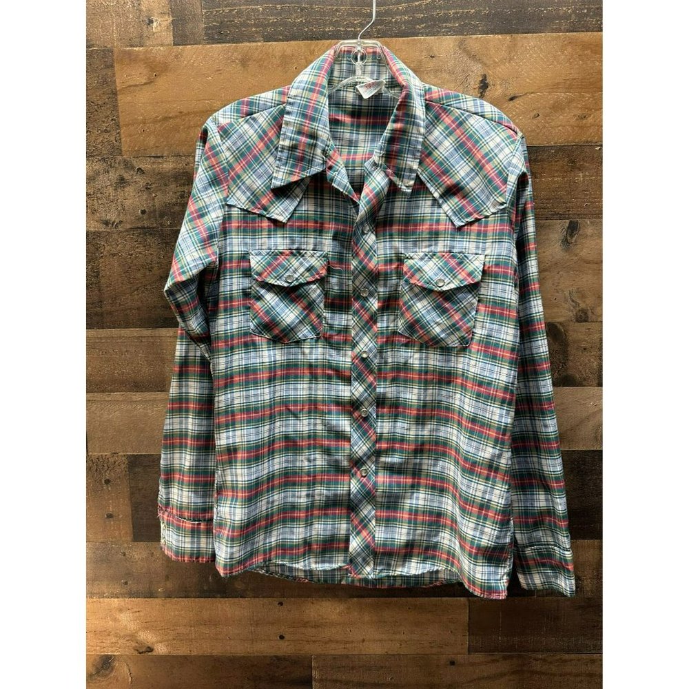 Teen Shirt Junior Ladies Long Sleeve Pearl Snap Size Medium *Made in USA*